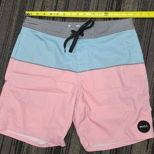 Used RVCA Men's Board Shorts Pink/Blue Size 32